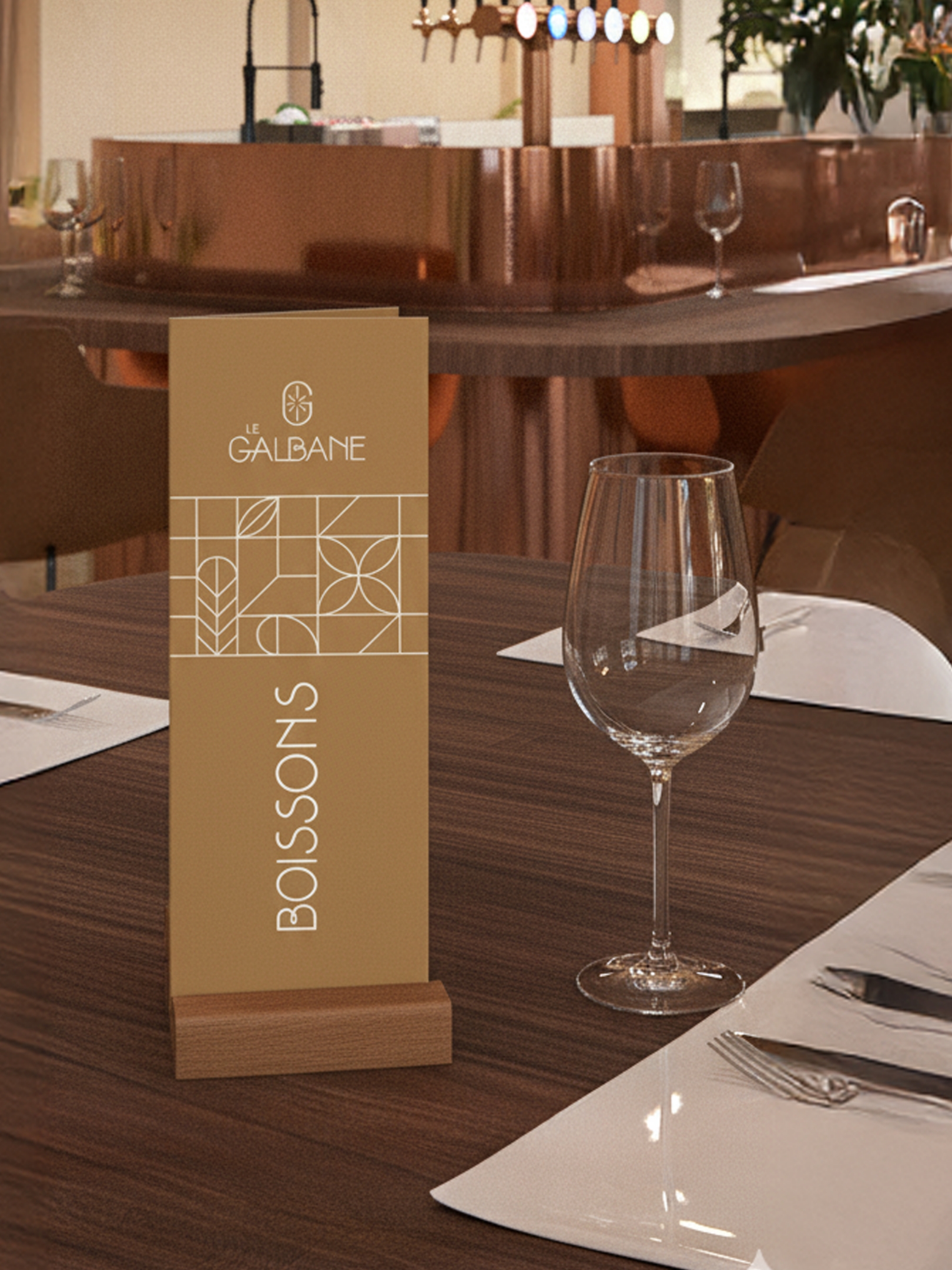 Conception graphique de la carte des boissons pour un restaurant bistronomique