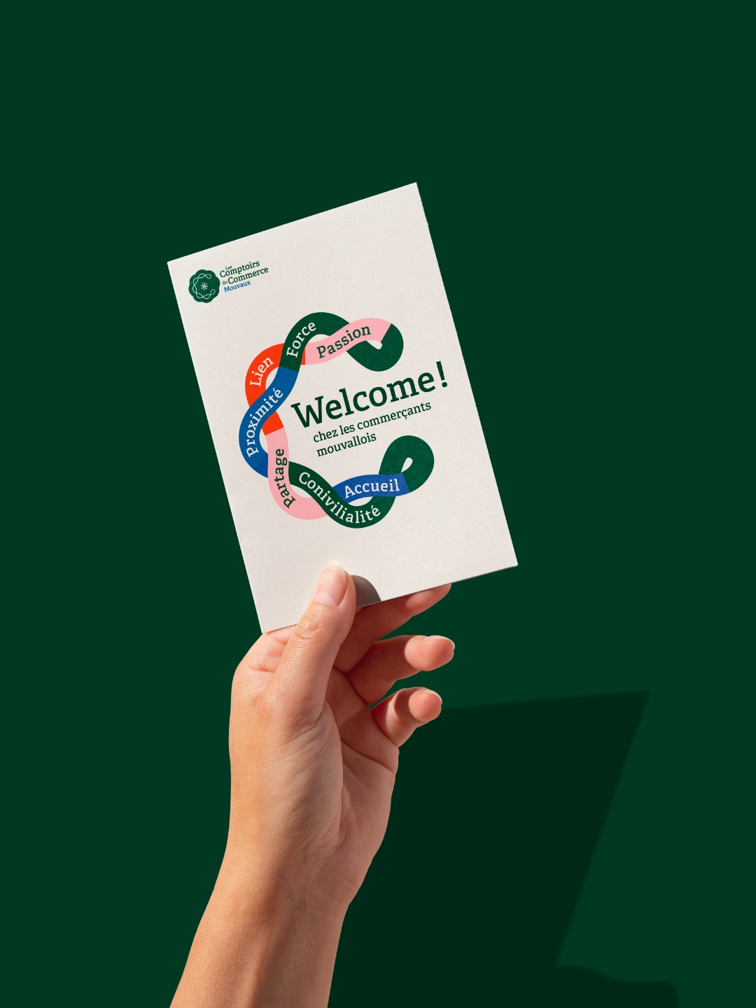 Carte de bienvenue destinée aux nouveaux adhérents des Comptoirs du Commerce de Mouvaux