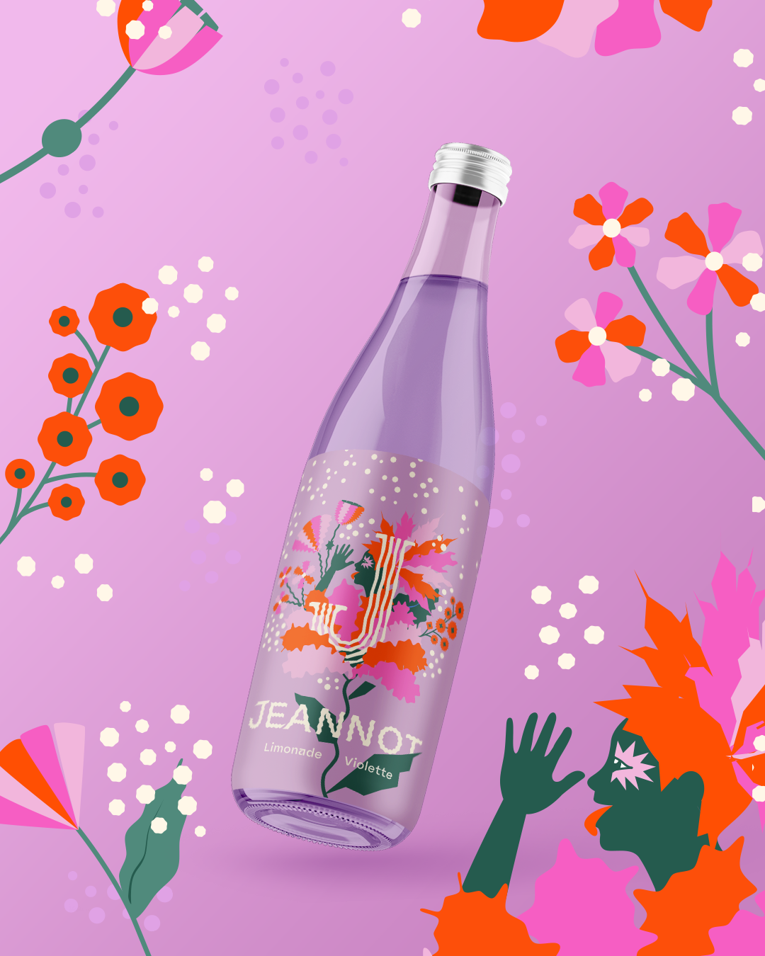 Illustration pour une étiquette de limonade artisanale goût violette