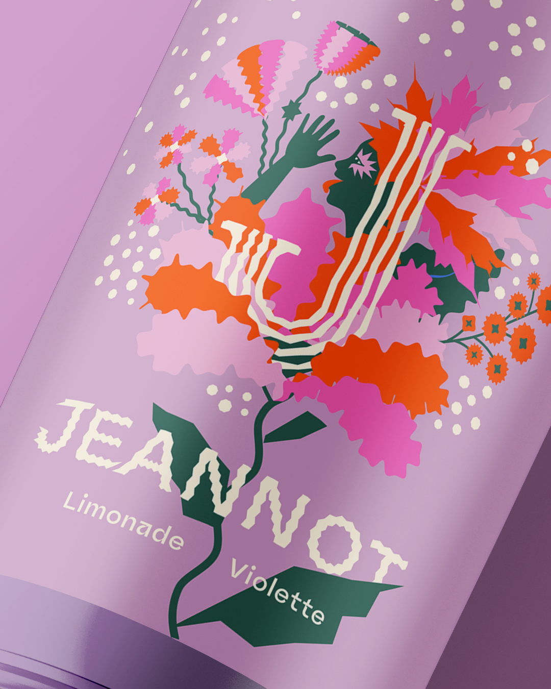 Design graphique d'une étiquette de limonade artisanale goût violette