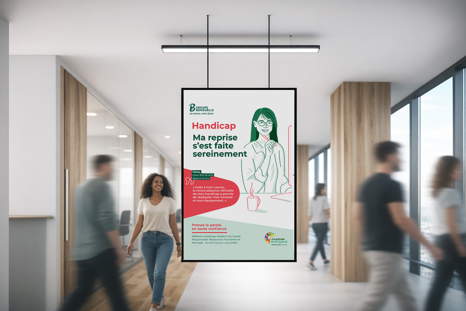 Réalisation graphique d'une affiche handicap au siège d'une entreprise