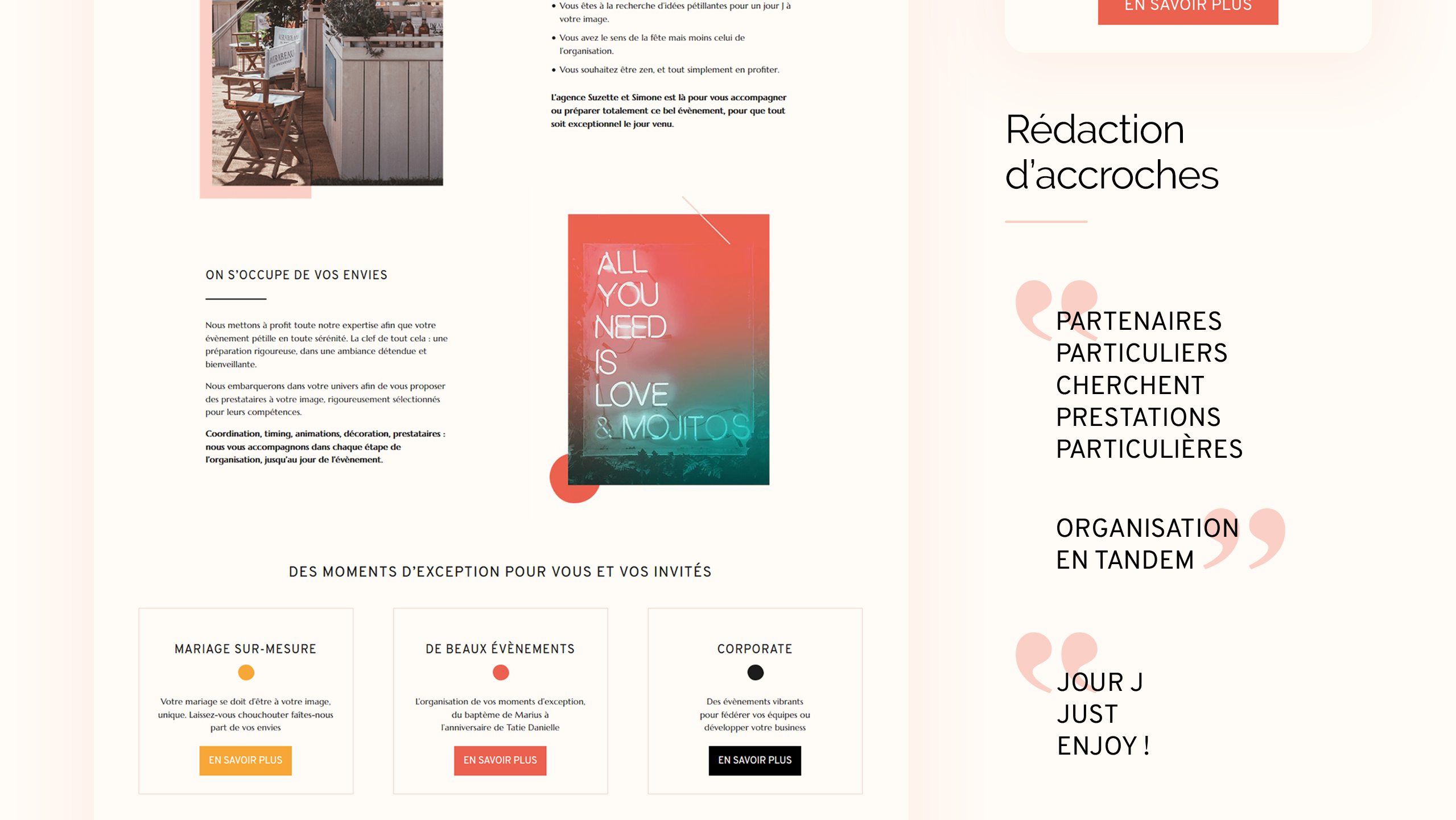 Création du site internet d'une wedding planneuse