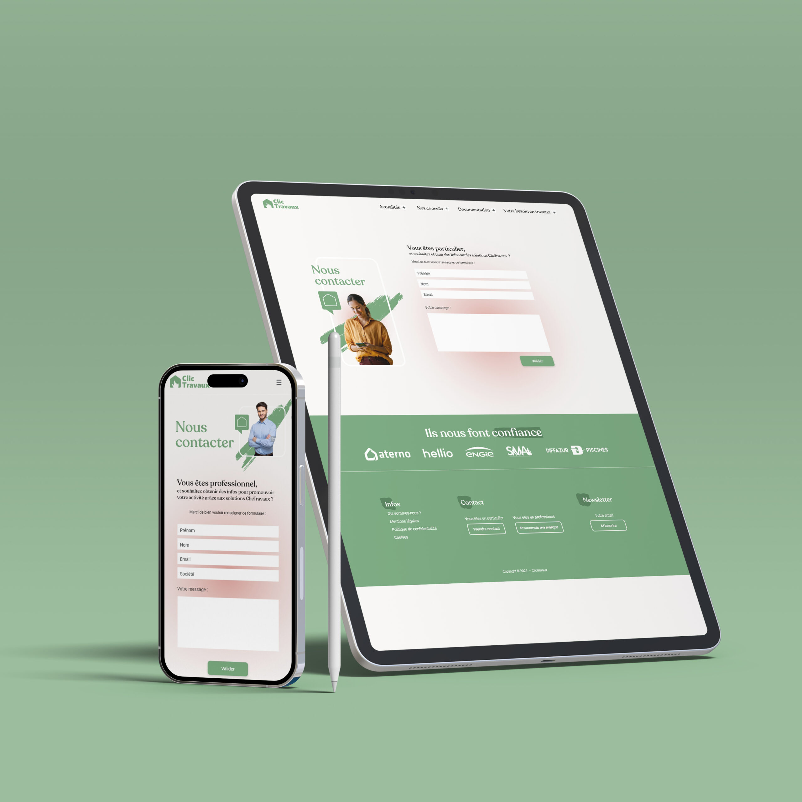 Design graphique d'un site web axé travaux et rénovation