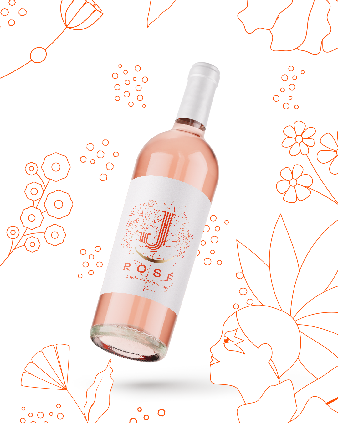 Design graphique pour une étiquette de rosé
