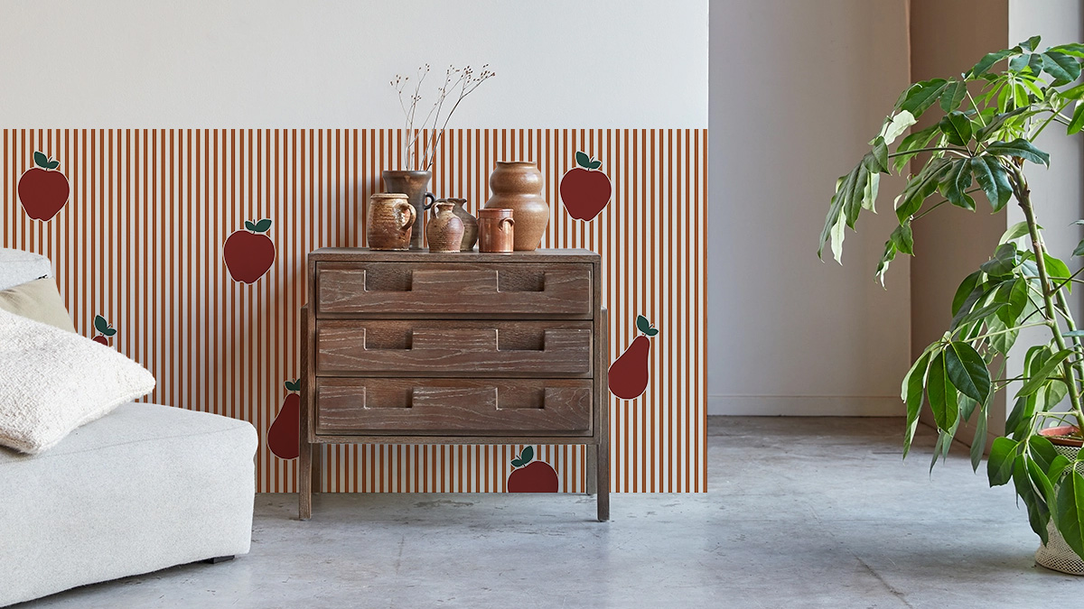 Papier peint Pommes Poires Bilboquet Déco