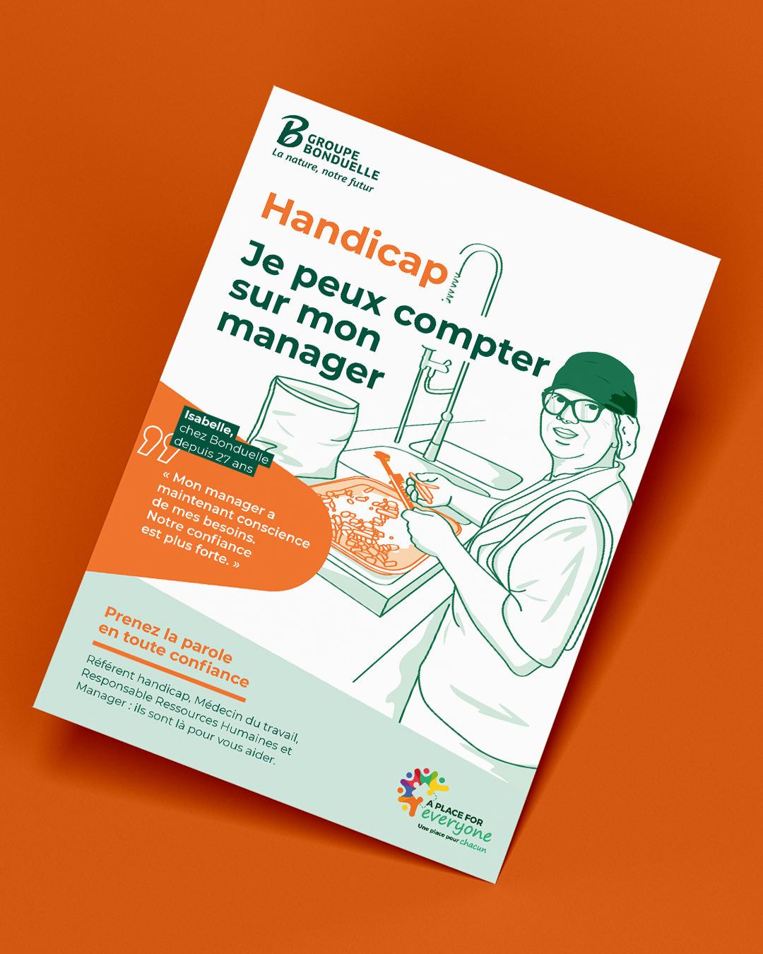 Réalisation graphique d'une affiche de sensibilisation des collaborateurs au handicap avec soutien du manager