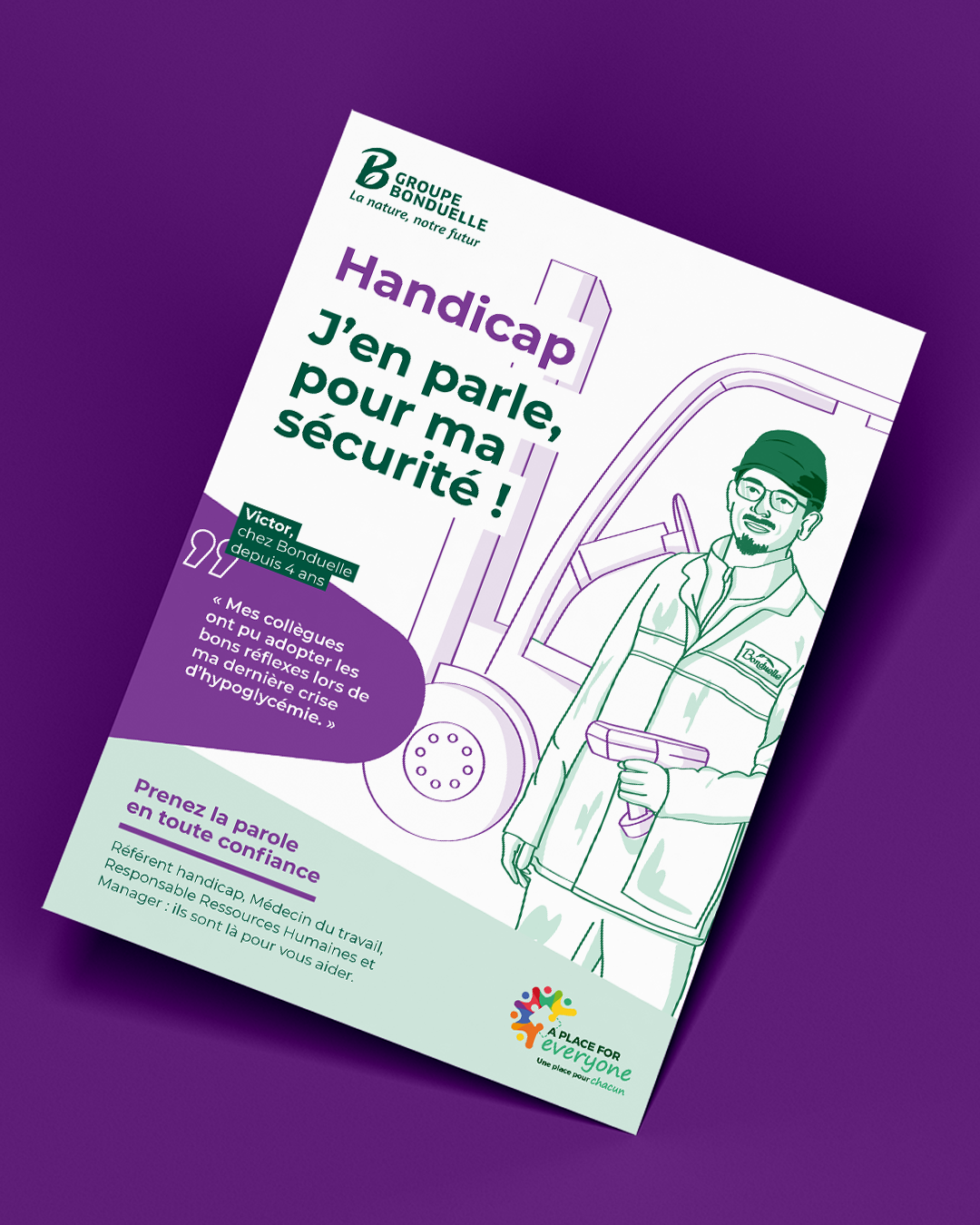 Réalisation graphique d'une affiche de sensibilisation des collaborateurs au handicap et à la sécurité