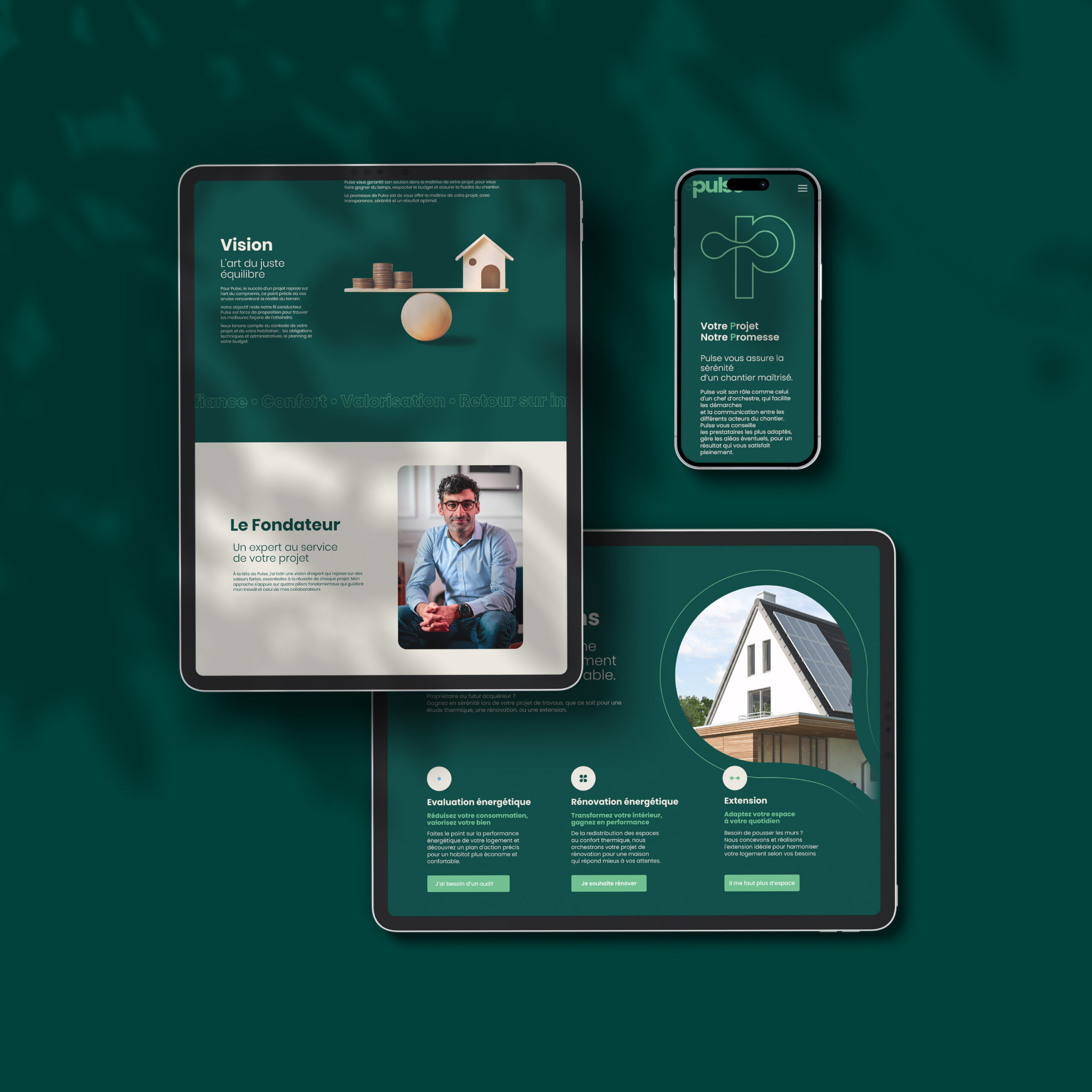 Conception graphique de la page de présentation du site Pulse