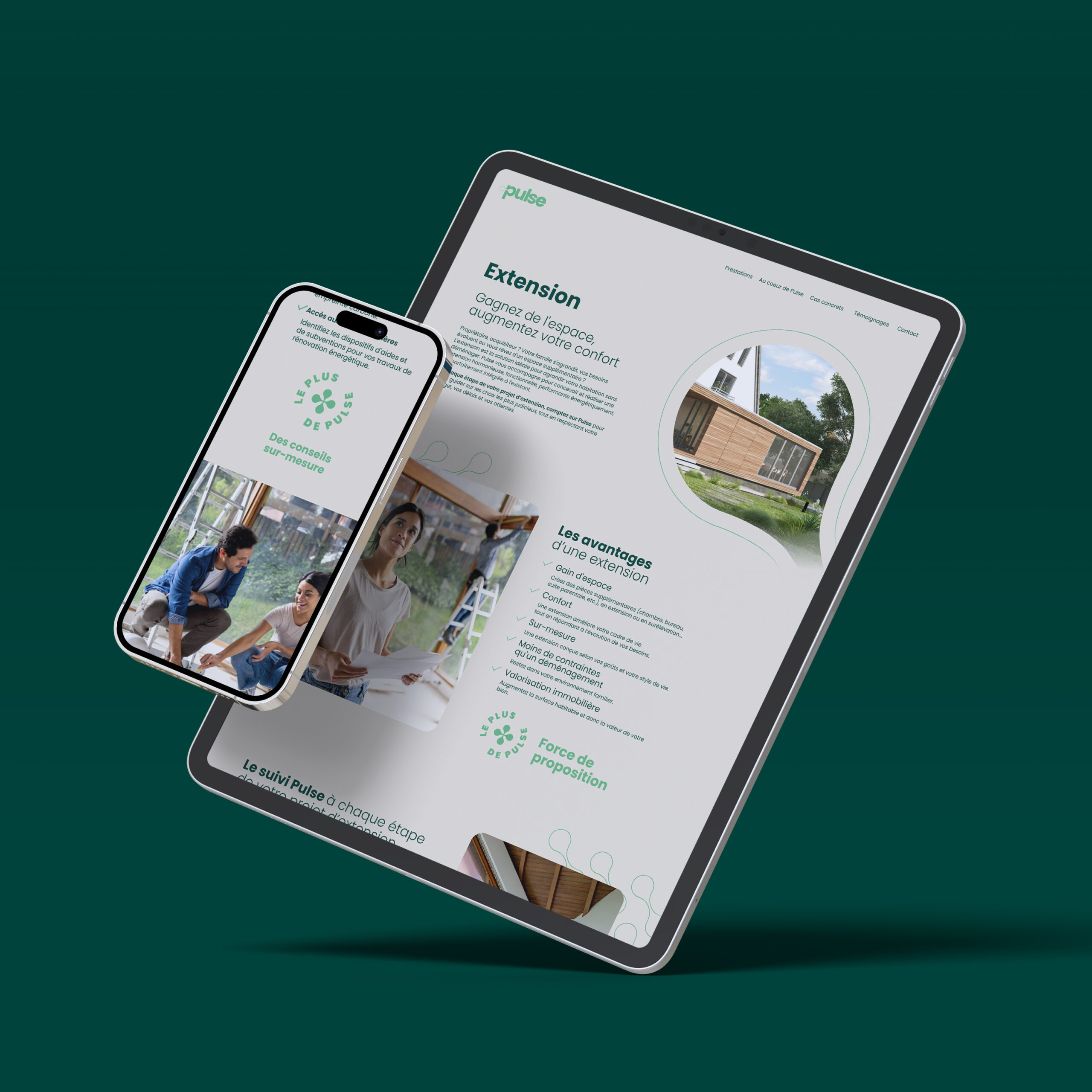 Conception graphique de la page produit du site Pulse