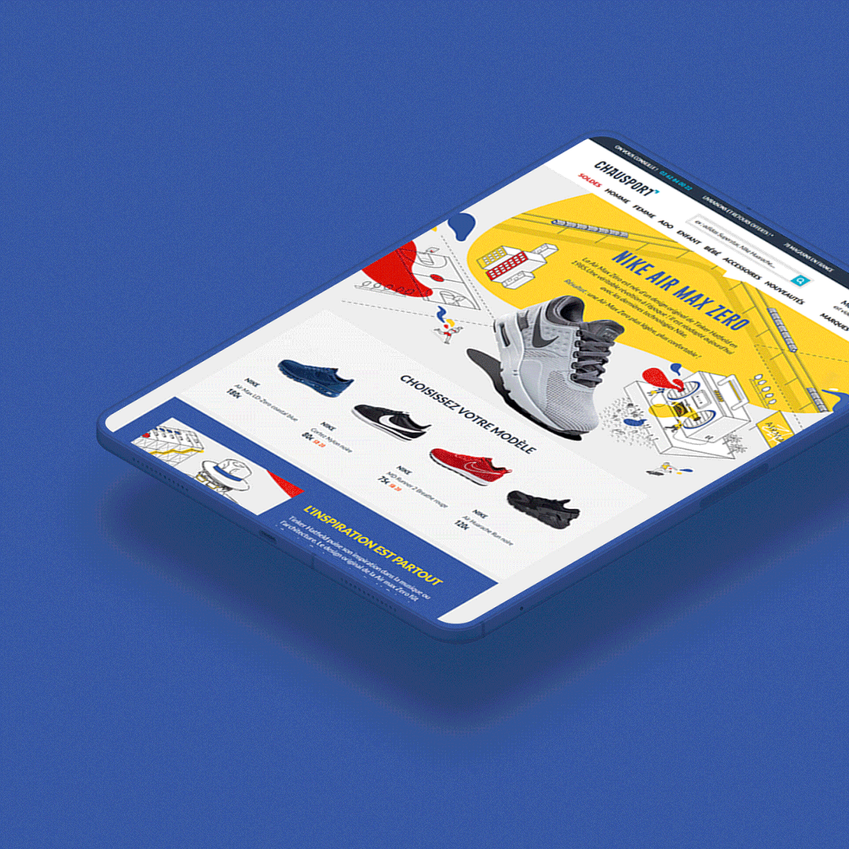 Landing Page pour la campgne publicitaire Nike Air Max Zero diffusée sur le site e-commerce