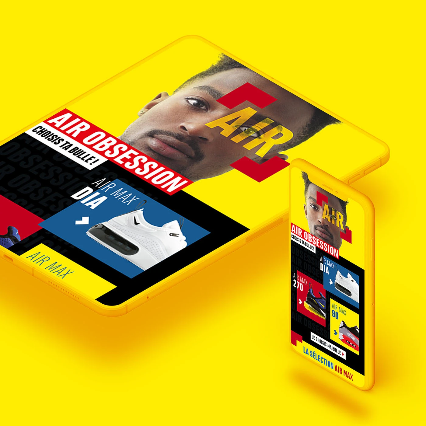 Landing page pour la campagne publicitaire Nike Air Obsession