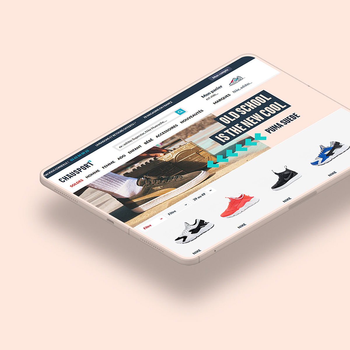 Landing Page pour la campgne publicitaire Nike Air Max Zero diffusée sur le site e-commerce