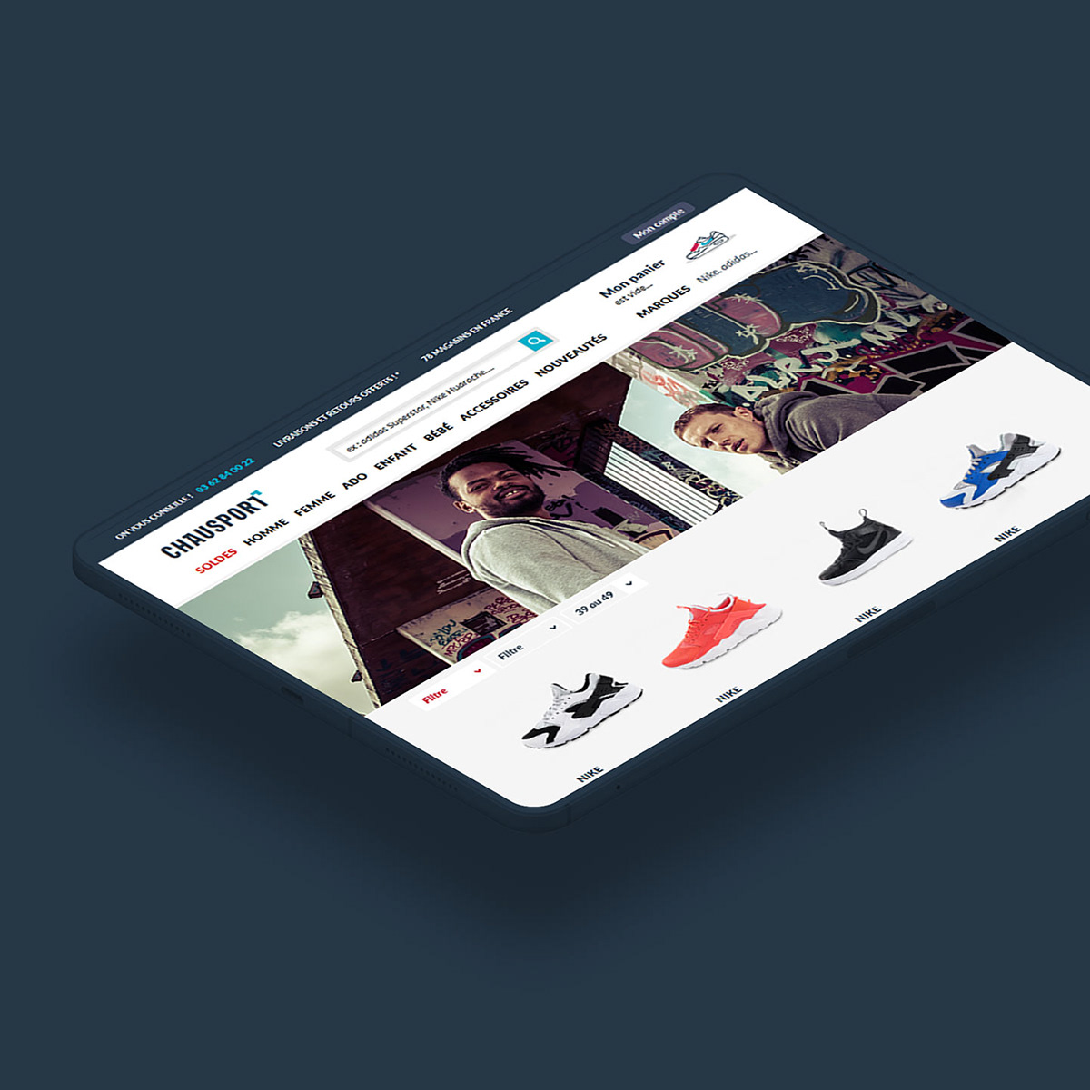 Landing Page pour la campgne publicitaire Nike Air Max Zero diffusée sur le site e-commerce