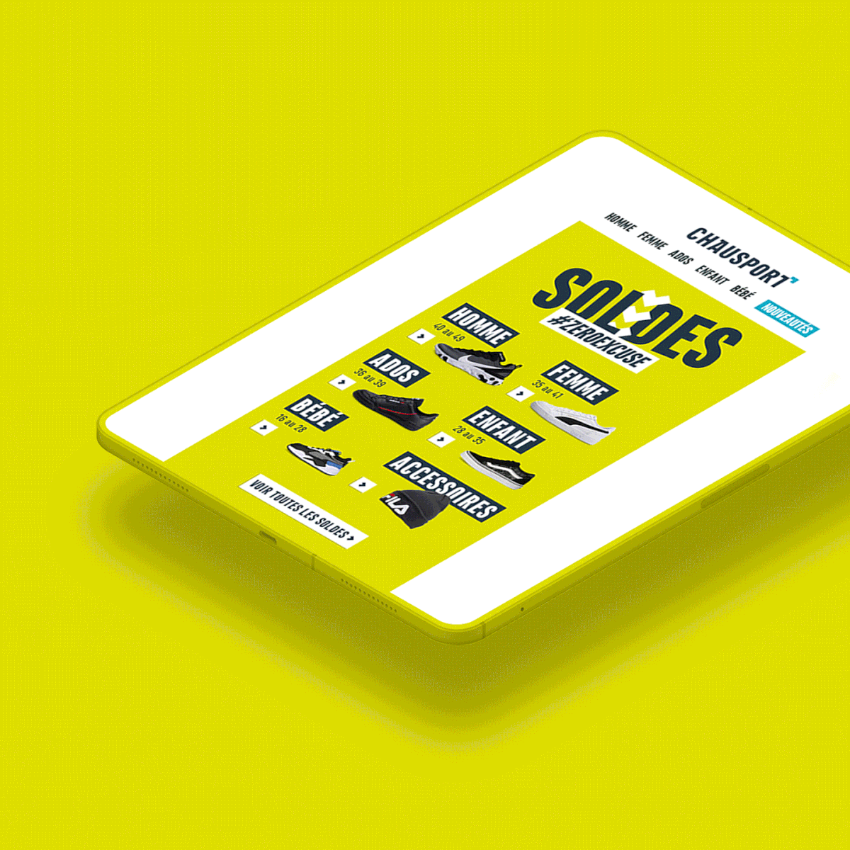 Landing Page pour la campgne publicitaire Nike Air Max Zero diffusée sur le site e-commerce