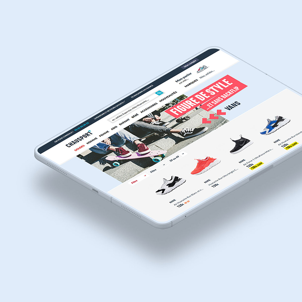 Landing Page pour la campgne publicitaire Nike Air Max Zero diffusée sur le site e-commerce