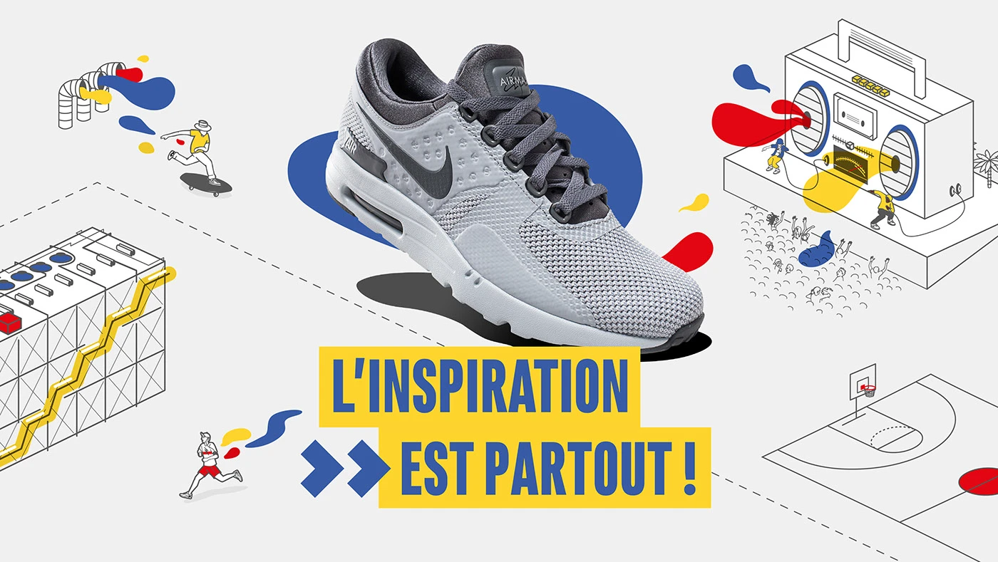 Concept créatif pour la campagne publicitaire Nike Air Max Zero
